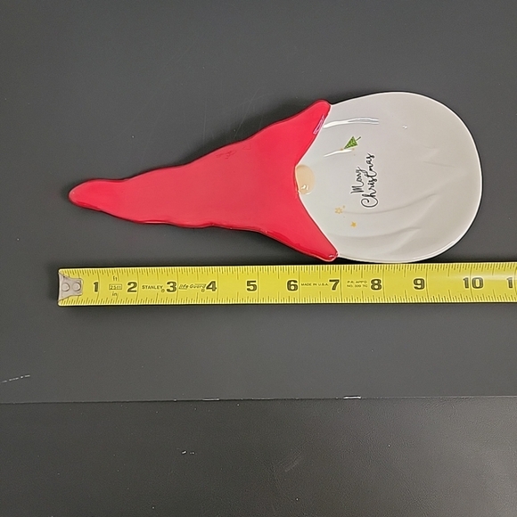 Gnome Spoon Rest Merry Christmas 10 Inches Long Stars Christmas Tree Red White - Picture 4 of 6